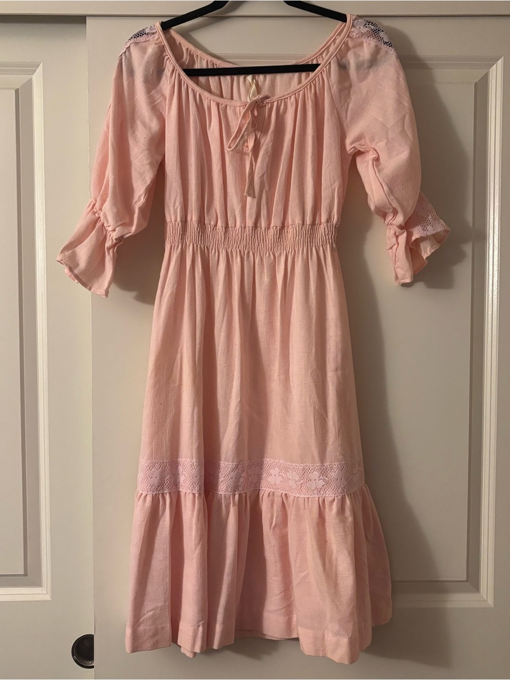 Cottagecore peach-pink cotton dress size S/M